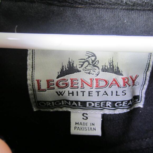 Legendary Whitetails Hoodie Mens Small Black Camo Pullover Deer Antler Outdoors - Picture 3 of 8